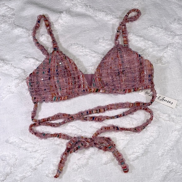 NWT For Love & Lemons Dionne Bra Top Bohemian Vibes Sz M & L Dusty Rose Multi - Picture 10 of 17